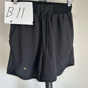 MAVA Black Athletic Drawstring Shorts with Gold Logo Used, in good condition